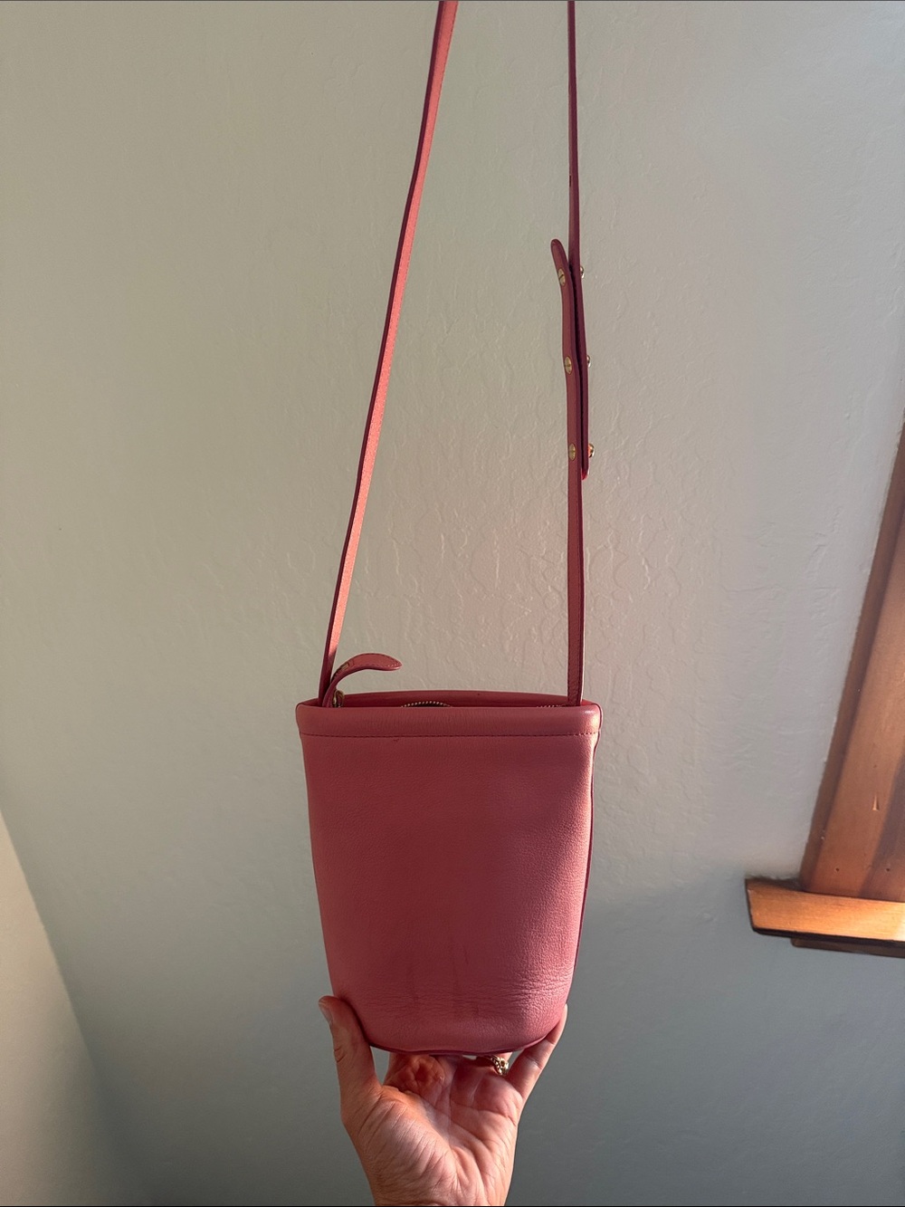 Mansur Gavriel Pink Leather Crossbody Bucket Bag